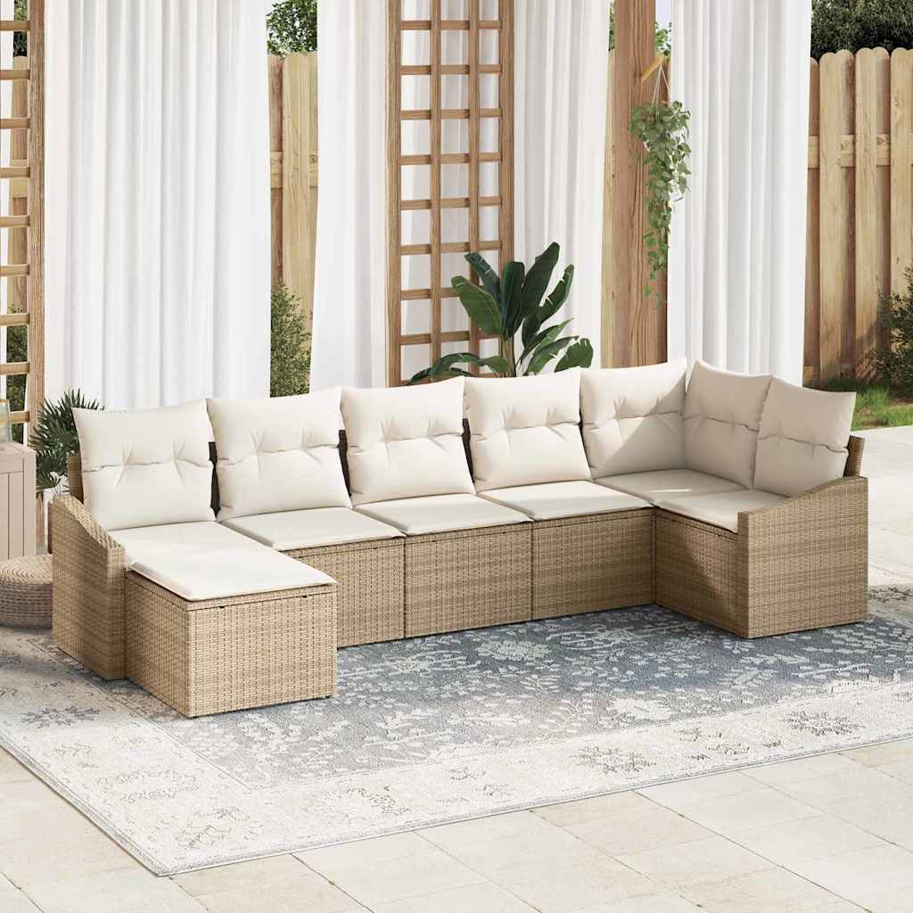 Garten Essgruppe mit Kissen mit Speicher 7 pcs Beige und Creme